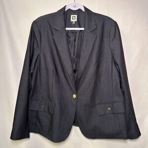 Anne Klein navy chambray one-button blazer XL